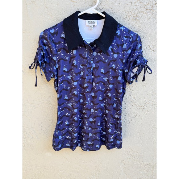 New Unique Vintage Womens Dark Academia Bats Gothic Short Sleeve Top - Picture 7 of 10